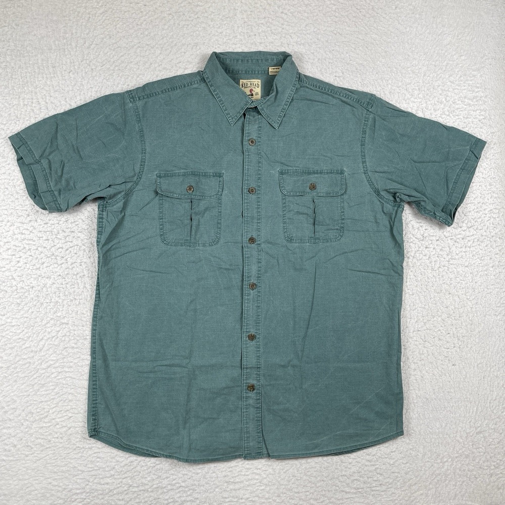 Red Head Shirt Mens XL Green Outdoors Fishing Hiking Travel Workwear Camping